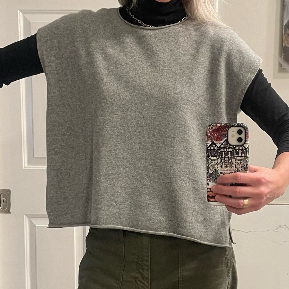 Eileen Fisher Light Gray Sweater Vest - Picture 3 of 5